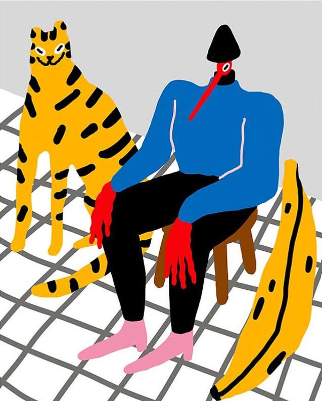 Tiger, man, banana