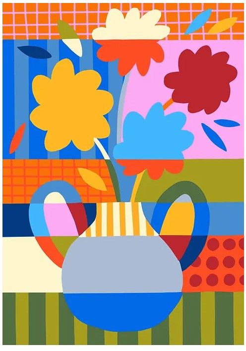 Colour blck flower jar (S)