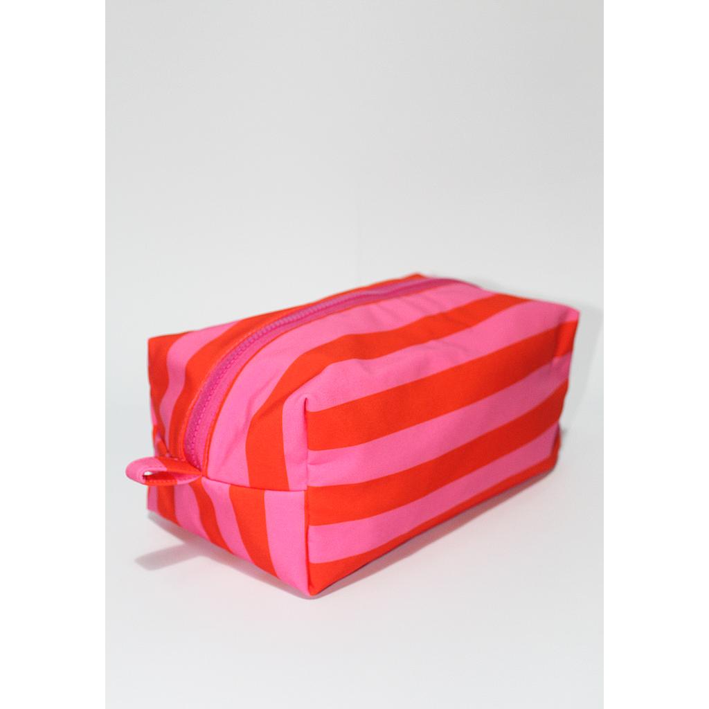 Neceser rayas rosa/rojo