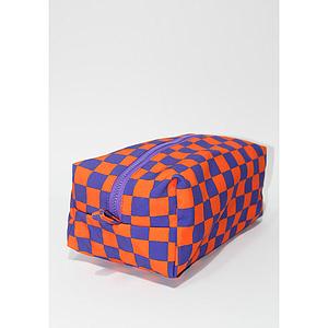 Neceser cuadros naranja/violeta