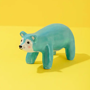 Blue Bear tiny ceramic sculpture