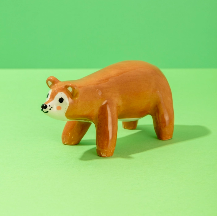 Brown Bear tiny ceramic sculpture