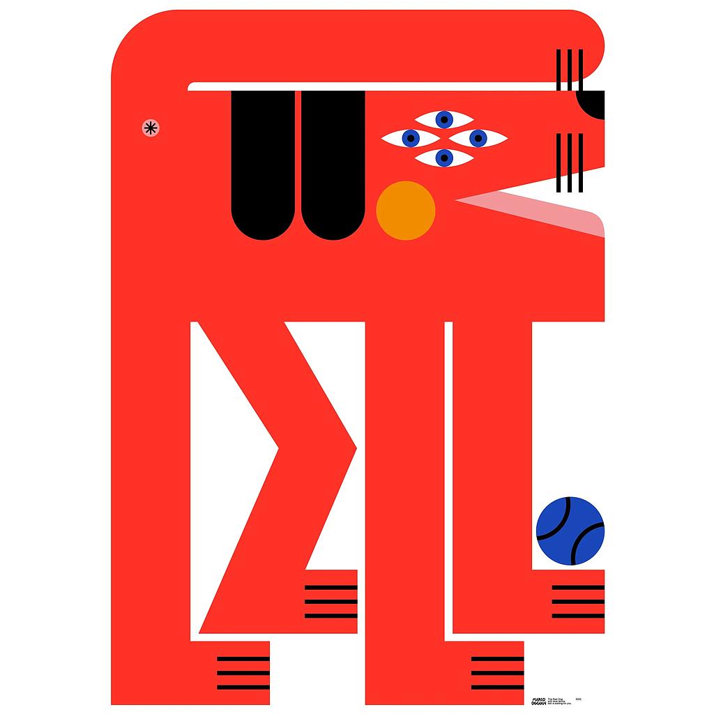 RED DOG WITH BLUE BALL